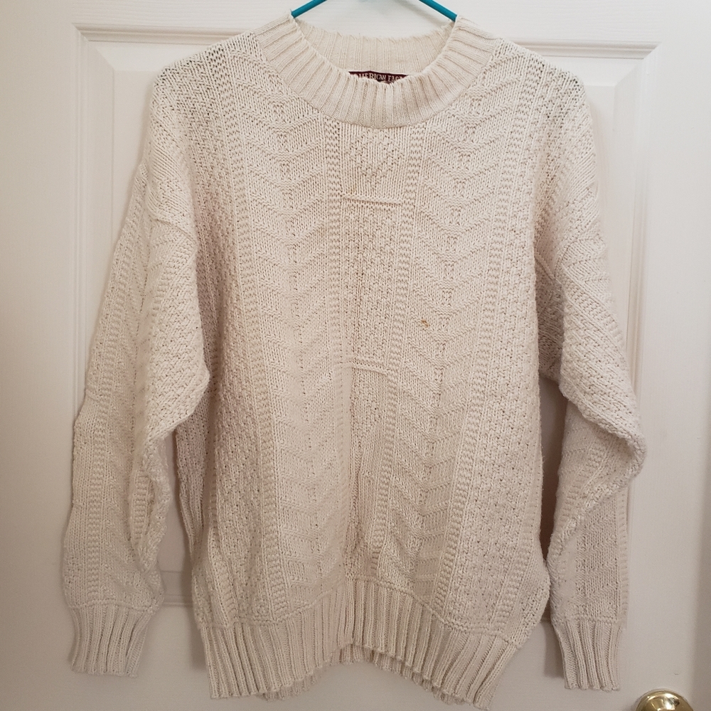 Vintage American Eagle Cable Knit Cream Sweater Medium